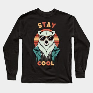 Stay Cool Funny Hip Polar Bear With Sunglasses Retro Design Long Sleeve T-Shirt